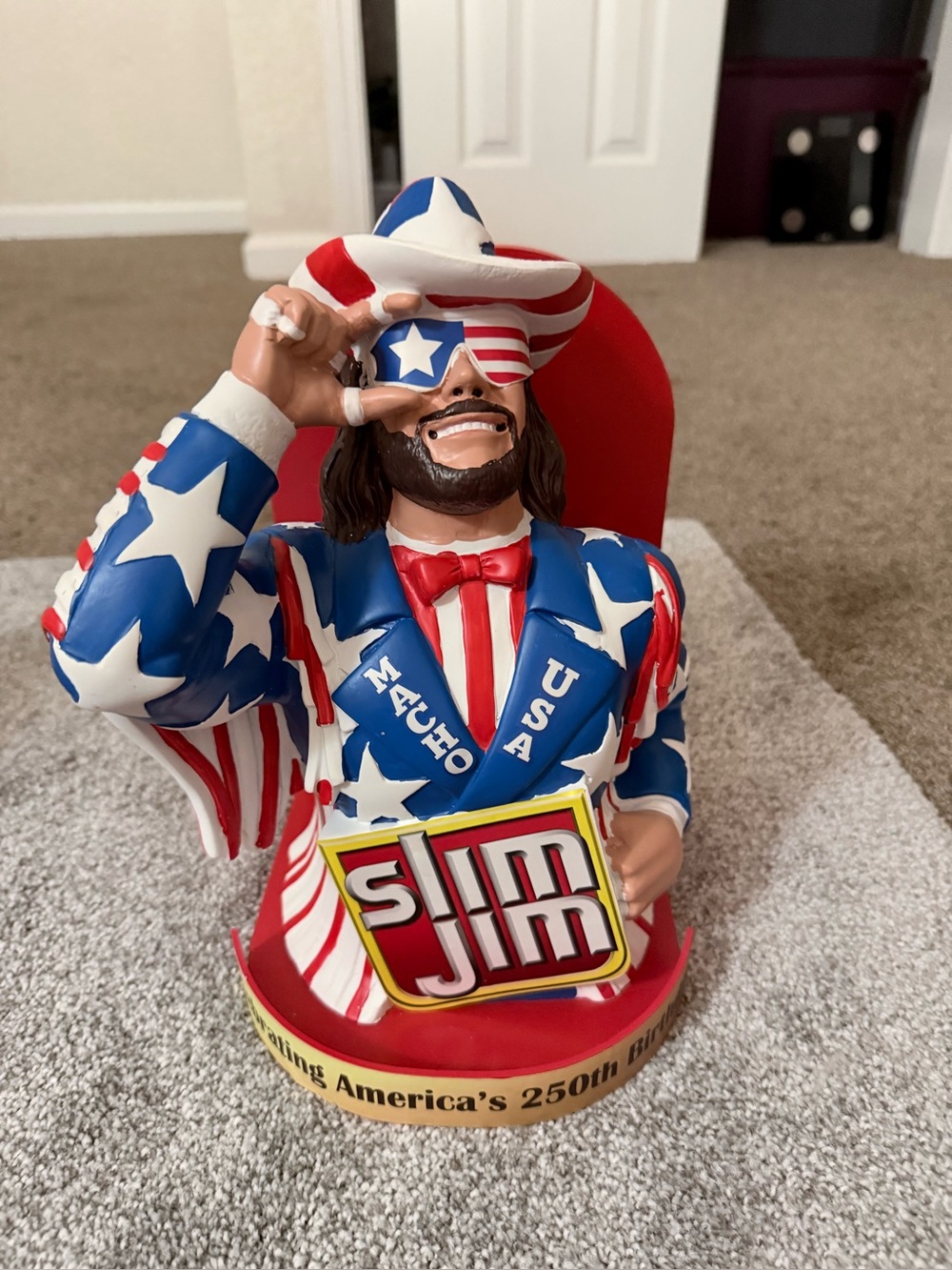 Slim Jim Macho USA Patriotic Cowboy Statue - Red White Blue